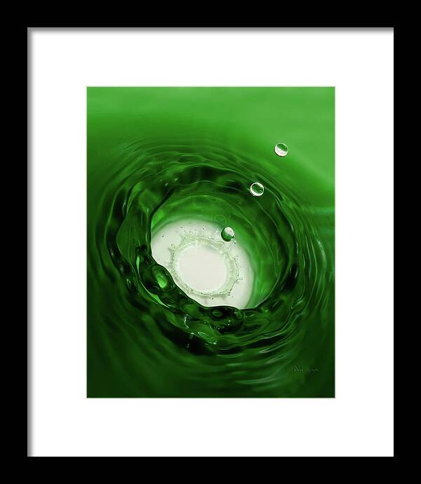 Water Drop Framed Print featuring the photograph Emerald Drops 8x10 #1 by Vickie Szumigala