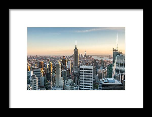 Downtown District Framed Print featuring the photograph Empire State building and skyline, New York, USA #1 by Matteo Colombo