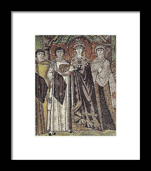 Vertical Framed Print featuring the photograph Empress Theodora With Her Court. Ca #1 by Everett