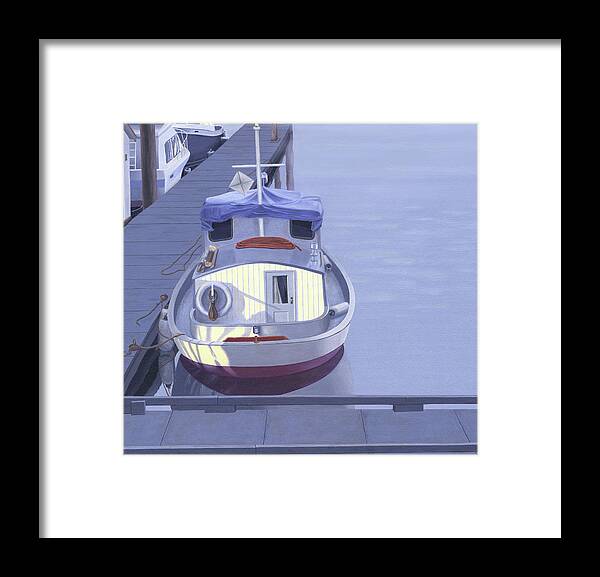 Boat Framed Print featuring the painting Evening at Port Hardy by Gary Giacomelli