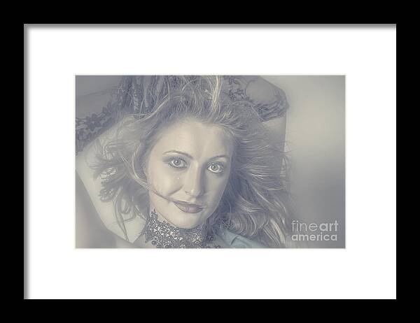 Beautiful Framed Print featuring the photograph Face of beautiful woman in makeup close-up #1 by Jorgo Photography