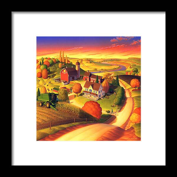 Fall Andscape Prints Framed Print featuring the painting Fall on the Farm by Robin Moline