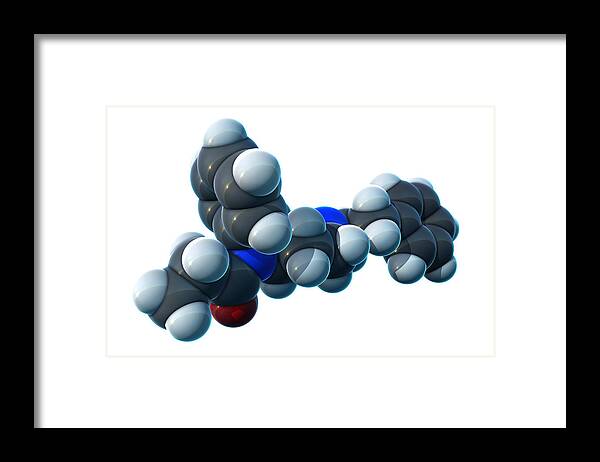 Fentanil Framed Print featuring the photograph Fentanyl, Molecular Model #1 by Evan Oto