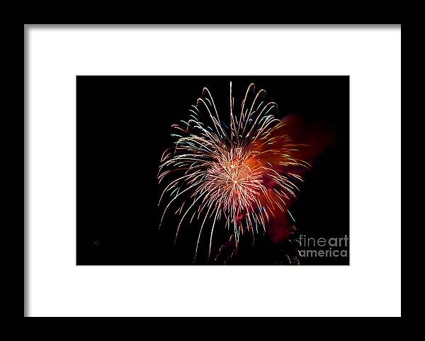 Fireworks Framed Print featuring the photograph Fireworks #1 by Grace Grogan