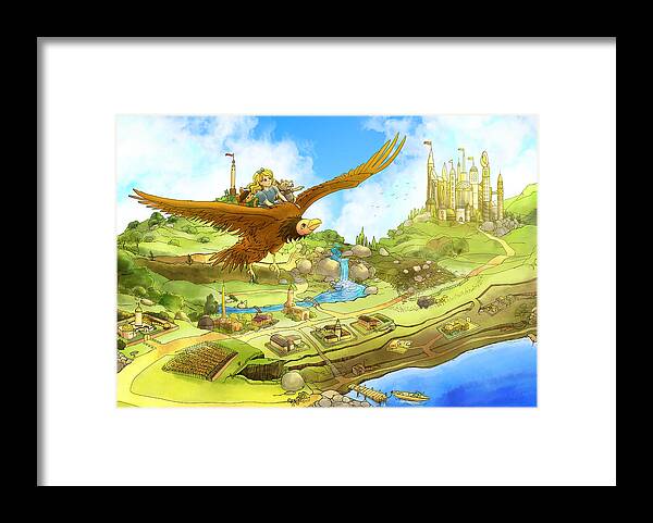 Gold Framed Print featuring the painting Flying on Polly over Capira #2 by Reynold Jay