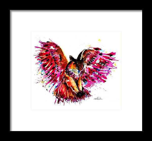 Painting Framed Print featuring the painting Flying Owl #1 by Isabel Salvador