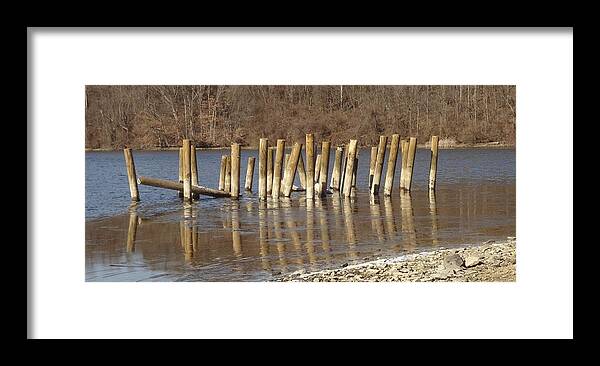 Water Framed Print featuring the photograph Frozen pilings #1 by Michael Porchik