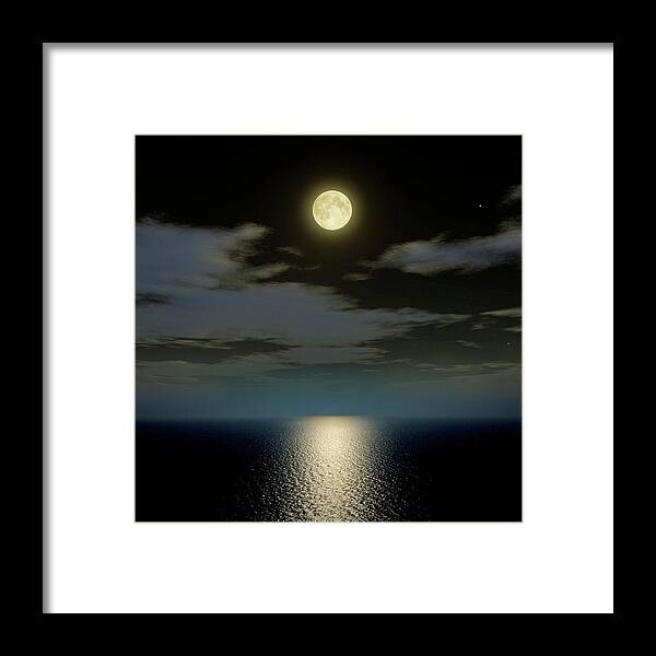 Nobody Framed Print featuring the photograph Full Moon Over The Sea #1 by Detlev Van Ravenswaay