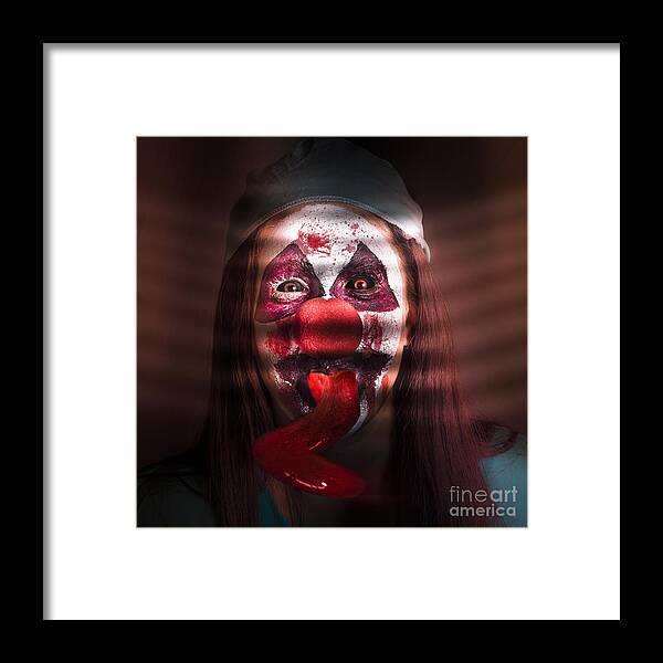Clown Framed Print featuring the photograph Funny medical clown in the hospital closet #1 by Jorgo Photography