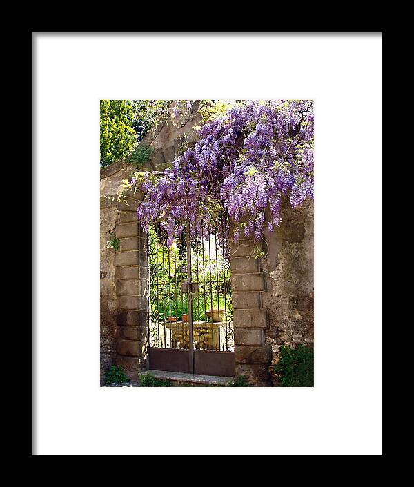 Garden Gate Framed Print featuring the photograph Garden Gate by Ellen Henneke