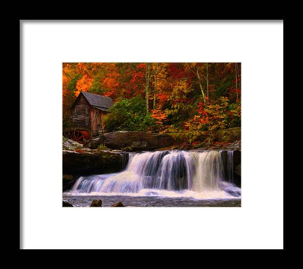 Glade Creek Grist Mill Framed Print featuring the digital art Glade Creek grist mill by Flees Photos
