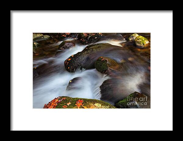 Autumn Foliage Framed Print featuring the photograph Glistening Rocks #1 by Deborah Scannell