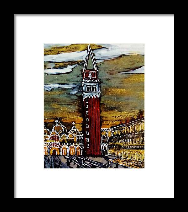 Venice Framed Print featuring the painting Golden Venice #1 by Jasna Gopic