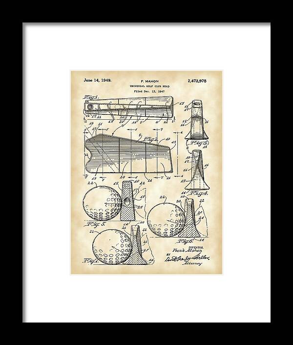 Golf Framed Print featuring the digital art Golf Club Head Patent 1947 - Vintage by Stephen Younts