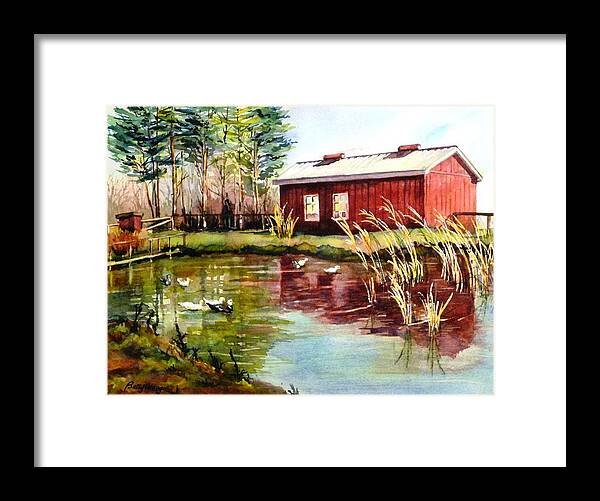 Farm House Framed Print featuring the painting Green Acre Farm by Betty M M Wong
