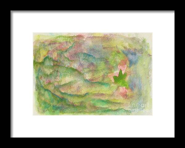 Abstract Framed Print featuring the painting Green Pastures #1 by Laura Hamill