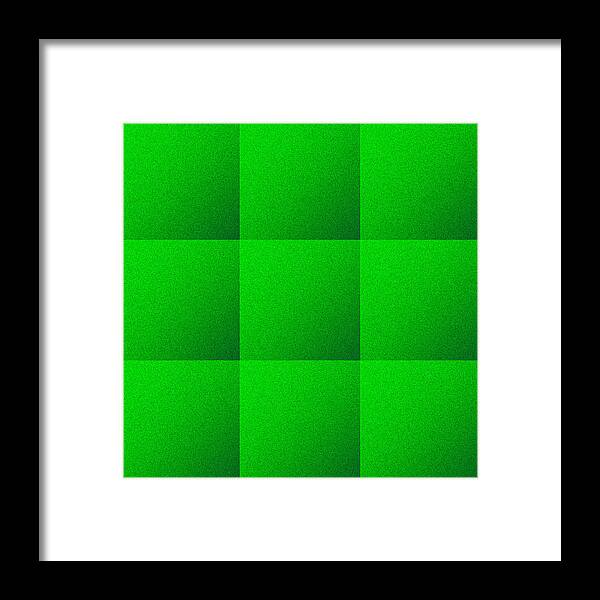Abstract Framed Print featuring the digital art Green Squares Texture Background #1 by Valentino Visentini