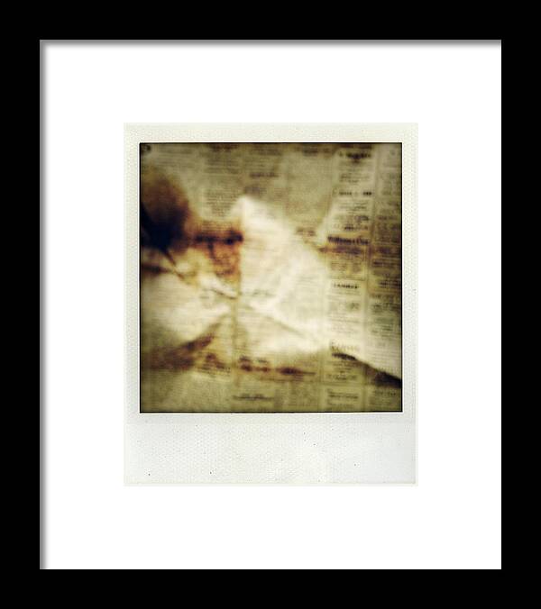 Words Framed Print featuring the photograph Grunge newspaper #1 by Les Cunliffe