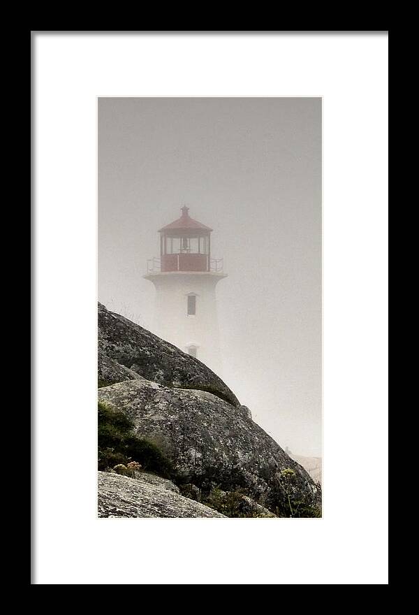 Lighthouse Framed Print featuring the photograph Halifax Fog #1 by Jennifer Wheatley Wolf