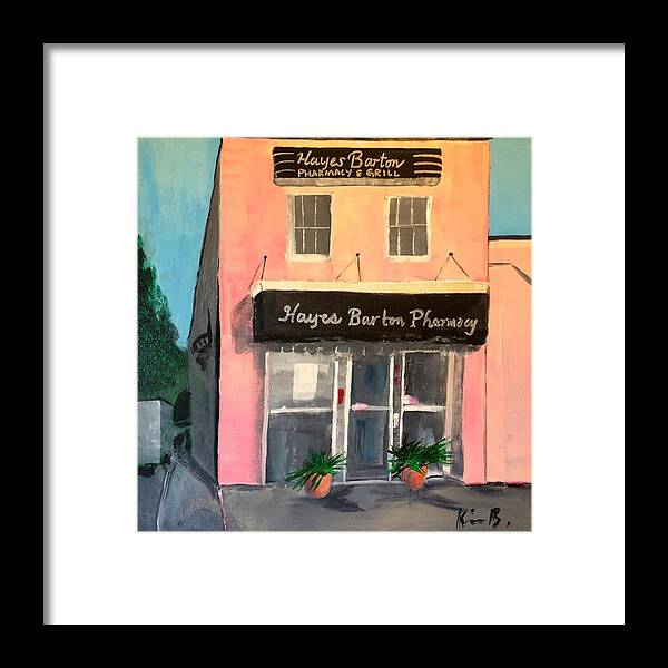 Hayes Barton Framed Print featuring the painting Hayes Barton Pharmacy #1 by Kimberly Balentine