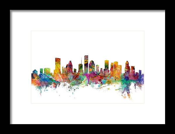 united States Framed Print featuring the digital art Houston Texas Skyline by Michael Tompsett
