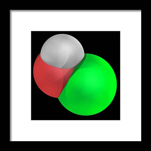 Artwork Framed Print featuring the photograph Hypochlorous Acid Molecule #1 by Laguna Design/science Photo Library