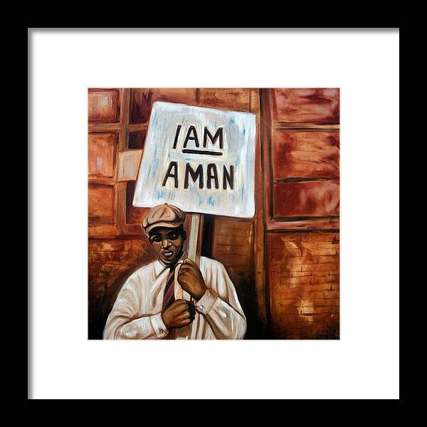 African American Art Framed Print featuring the painting I Am A Man #1 by Emery Franklin