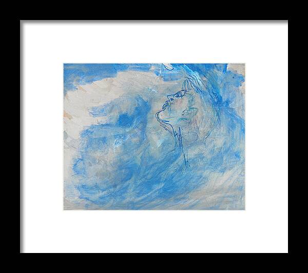 Abstract Framed Print featuring the painting In the Clouds #1 by Judith Redman