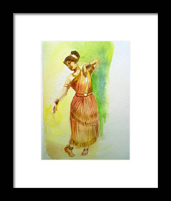 Indian Dancer- Mohiniattam Framed Print featuring the painting Indian Dancer #1 by Asha Sudhaker Shenoy