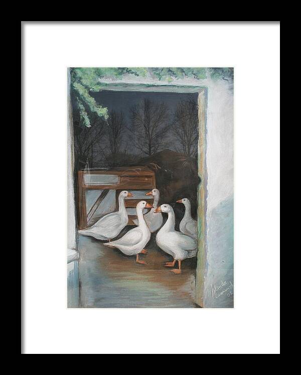 Ducks Framed Print featuring the painting Irish Ducks Pastel #1 by Melinda Saminski
