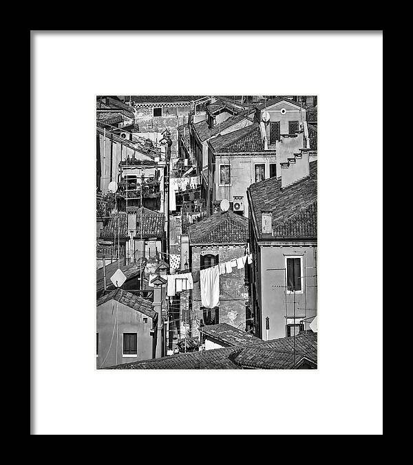 Roofs Framed Print featuring the photograph Italian City Roofs B/W by Hanny Heim