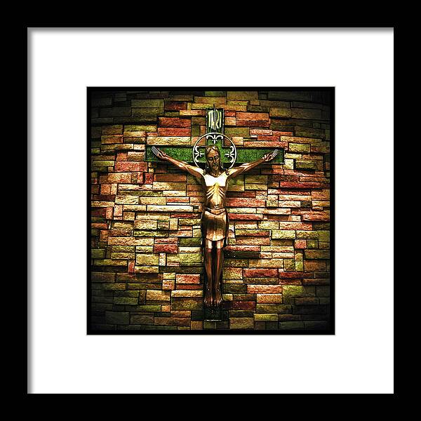 Church Framed Print featuring the photograph Jesus Is His Name black border by Al Harden