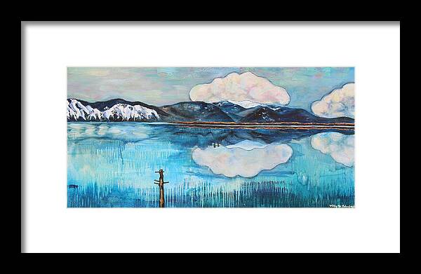 Lake Pend Oreille Framed Print featuring the painting Lake and Mountains by Whitney Palmer