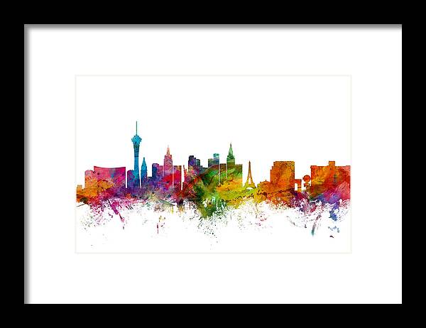 City Framed Print featuring the digital art Las Vegas Nevada Skyline by Michael Tompsett