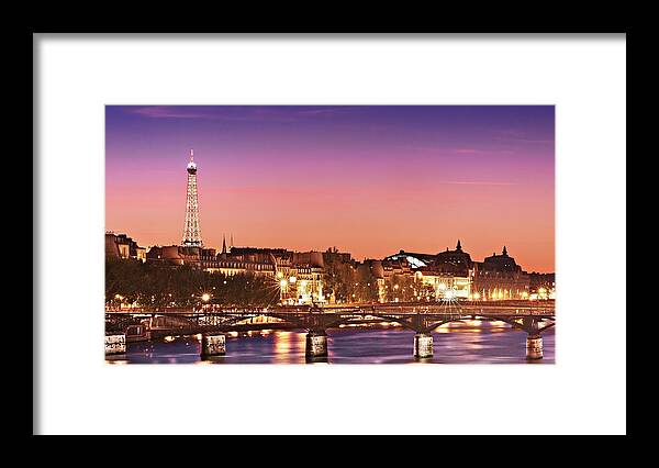Left Bank Framed Print featuring the photograph Left Bank at Night / Paris #2 by Barry O Carroll