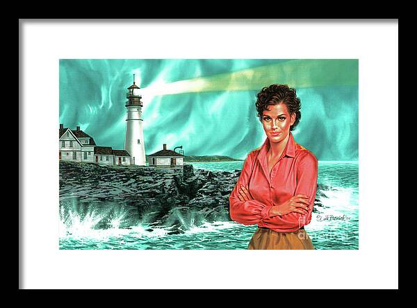 Portrait Framed Print featuring the painting Lighthouse beauty by Dick Bobnick