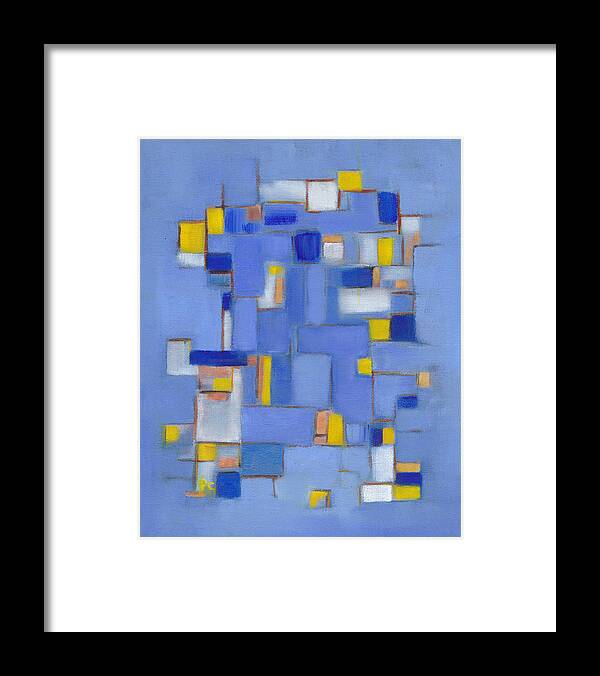 Abstract Framed Print featuring the painting Line Series Blue and Yellow #1 by Patricia Cleasby
