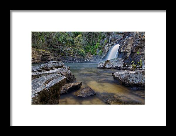 Linville Falls Framed Print featuring the photograph Linville Falls in the Rain #1 by Mark Steven Houser