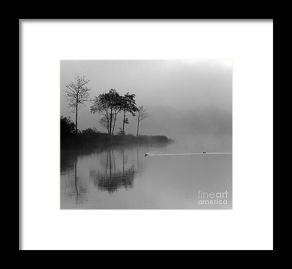 Loch Ard Framed Print featuring the photograph Loch Ard Trees in the Morning Mist by Maria Gaellman