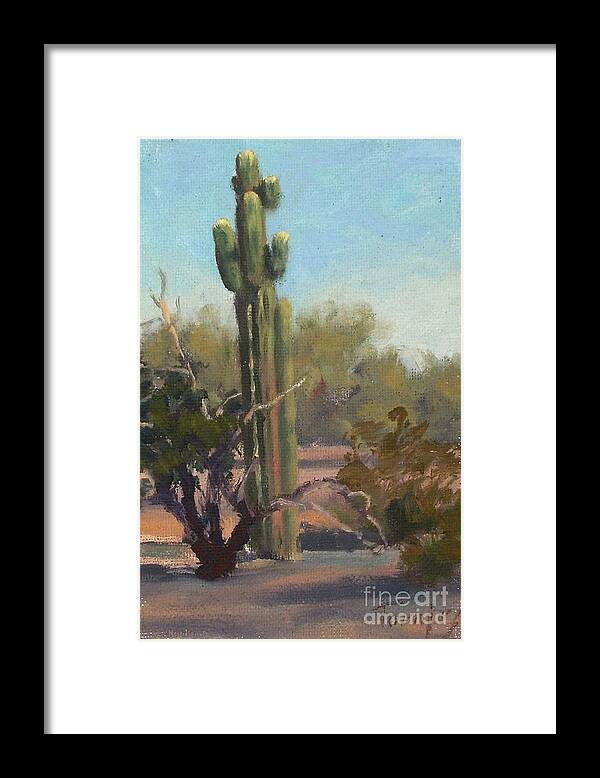 Toenjes Framed Print featuring the painting Lone Saguaro by James H Toenjes