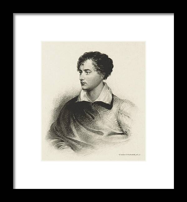 George Gordon Byron Framed Print featuring the photograph Lord Byron, English Romantic Poet #1 by British Library