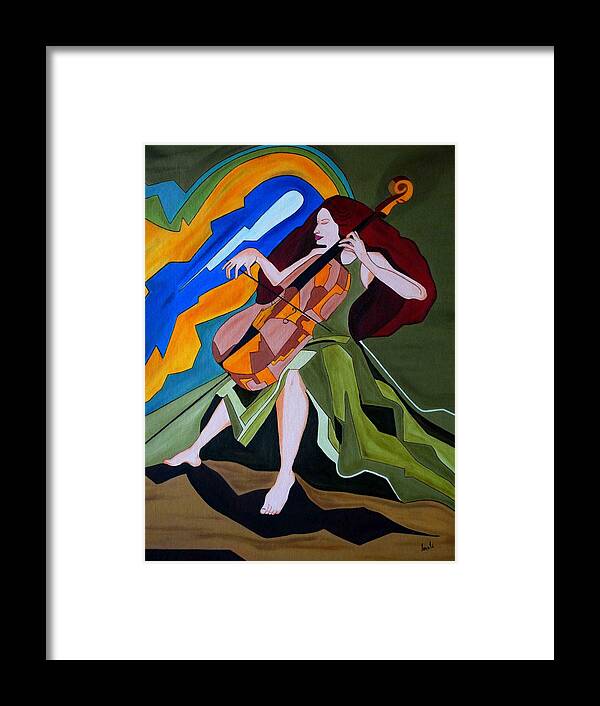 Oil Framed Print featuring the painting Lost in Music by Sonali Kukreja