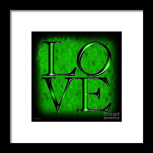 Love Framed Print featuring the digital art Love In Green #1 by Andee Design