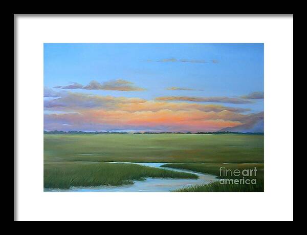 Audrey Mcleod Framed Print featuring the painting Lowcountry Sunset by Audrey McLeod