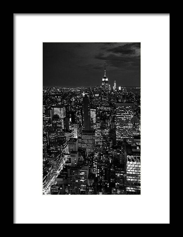 Outdoors Framed Print featuring the photograph Manhattan Skyline At Night, New York #1 by Mike Hill