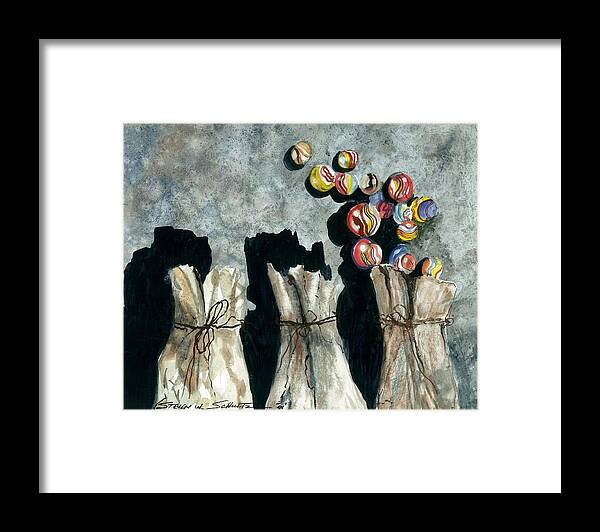 Marble Bags Framed Print featuring the painting Marble Bags #1 by Steven Schultz