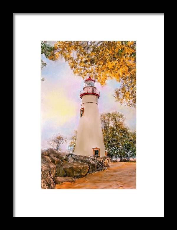 Marble Head Lighthouse In Marble Head Framed Print featuring the photograph Marble Head Lighthouse #1 by Mary Timman