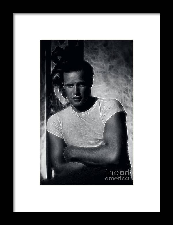 Marlon Brando Framed Print featuring the photograph Marlon Brando - Pencil Study by Doc Braham