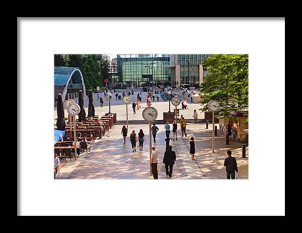 Canary Wharf Framed Print featuring the photograph Meet Me by the Clock #1 by Nicky Jameson