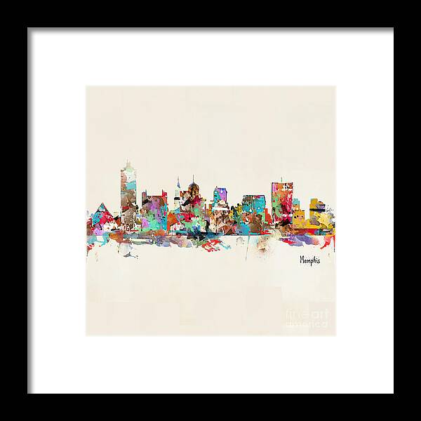 Memphis Tennessee Skyline Framed Print featuring the painting Memphis Tennessee Skyline #1 by Bri Buckley